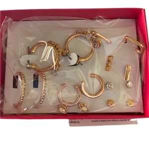 Avon Rose Gold tone set of 8 pairs of earrings